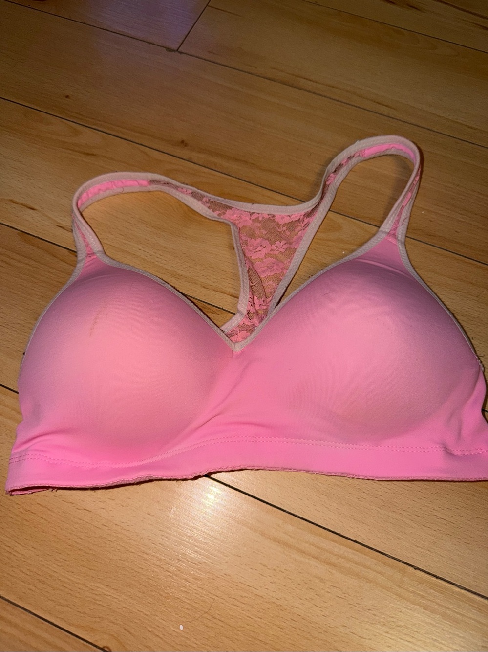 Lightly Padded Pink Racerback Bra - Smooth Support